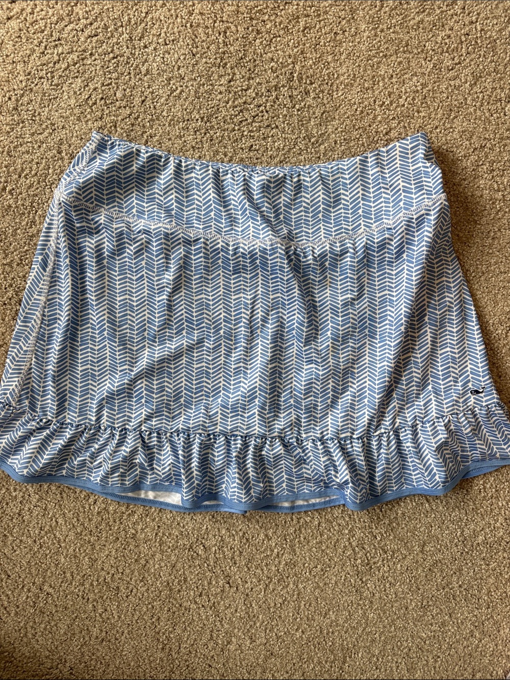 Vineyard Vines Light Blue Chevron Ruffle Performance Skort
